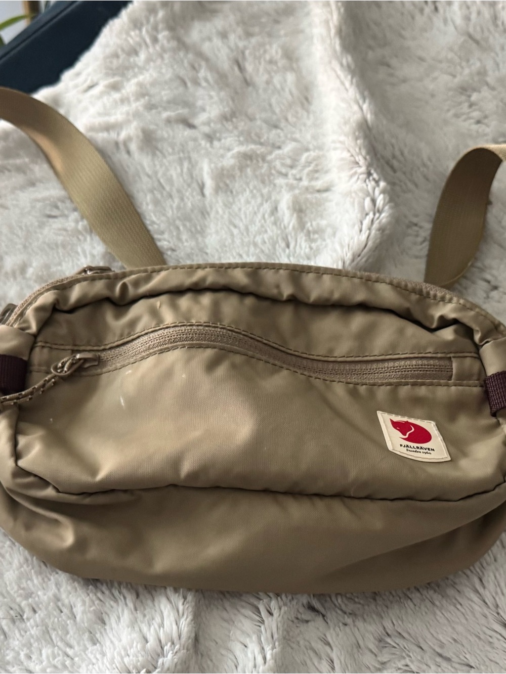 Fjallraven Hip Pack in Tan with Red Logo